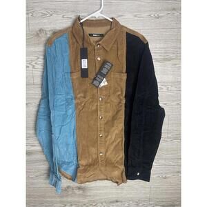 Nova Men Corduroy Button Down Shirt Size L NWT